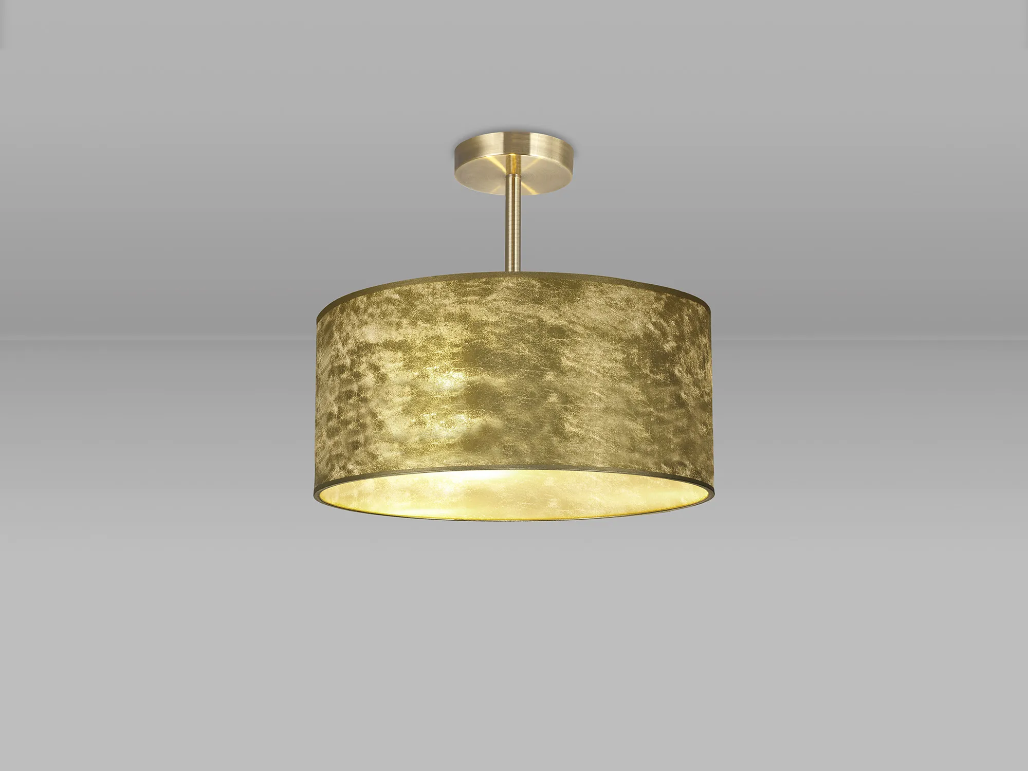 Baymont 40cm Semi Flush 3 Light Antique Brass, Gold Leaf DK0830  Deco Baymont AB GL